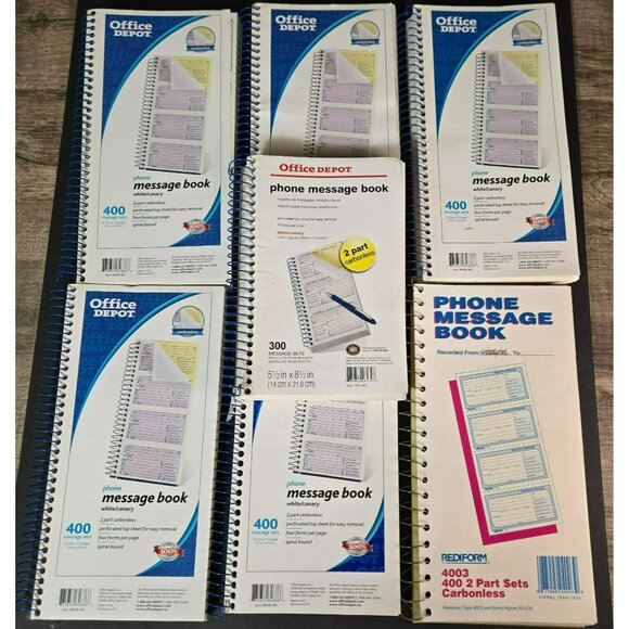 LOT (7) 2-Part Carbonless Phone Call Message Spiral Books 2700 Total Forms - Picture 1 of 4